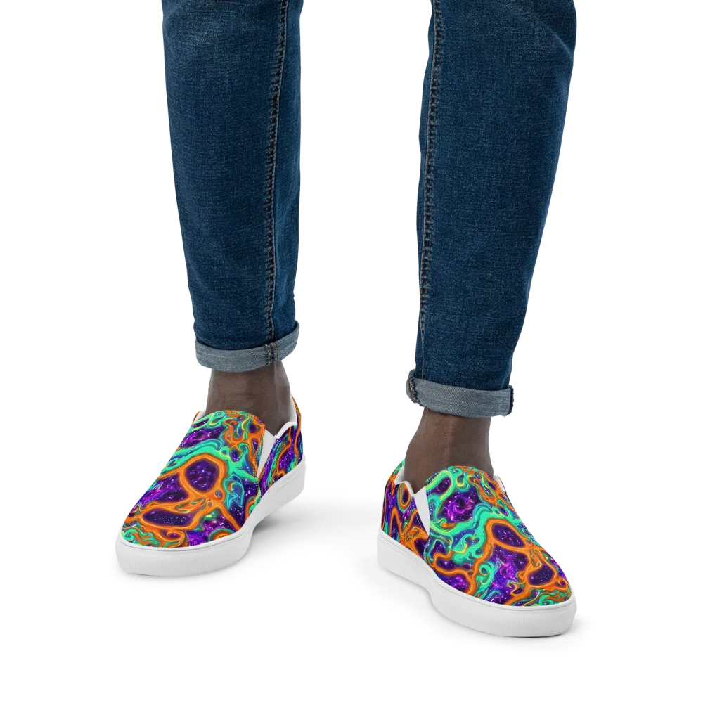 Stellar Lava on Men's Slip-On Canvas Shoes — Front
