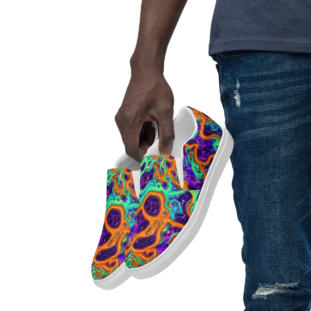 Stellar Lava on Men's Slip-On Canvas Shoes — Left Front