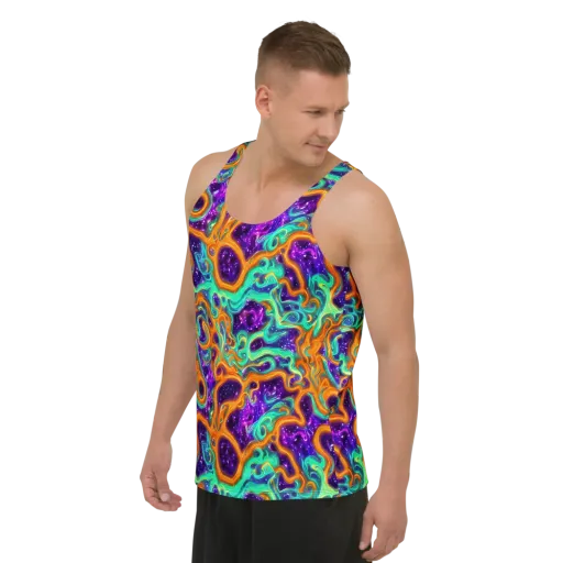 Stellar Lava on a Men's Tank Top