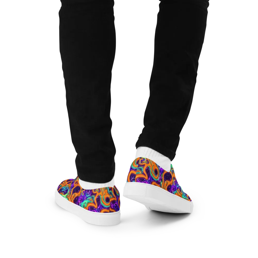 Stellar Lava on Men's Lace-Up Canvas Shoes — Back