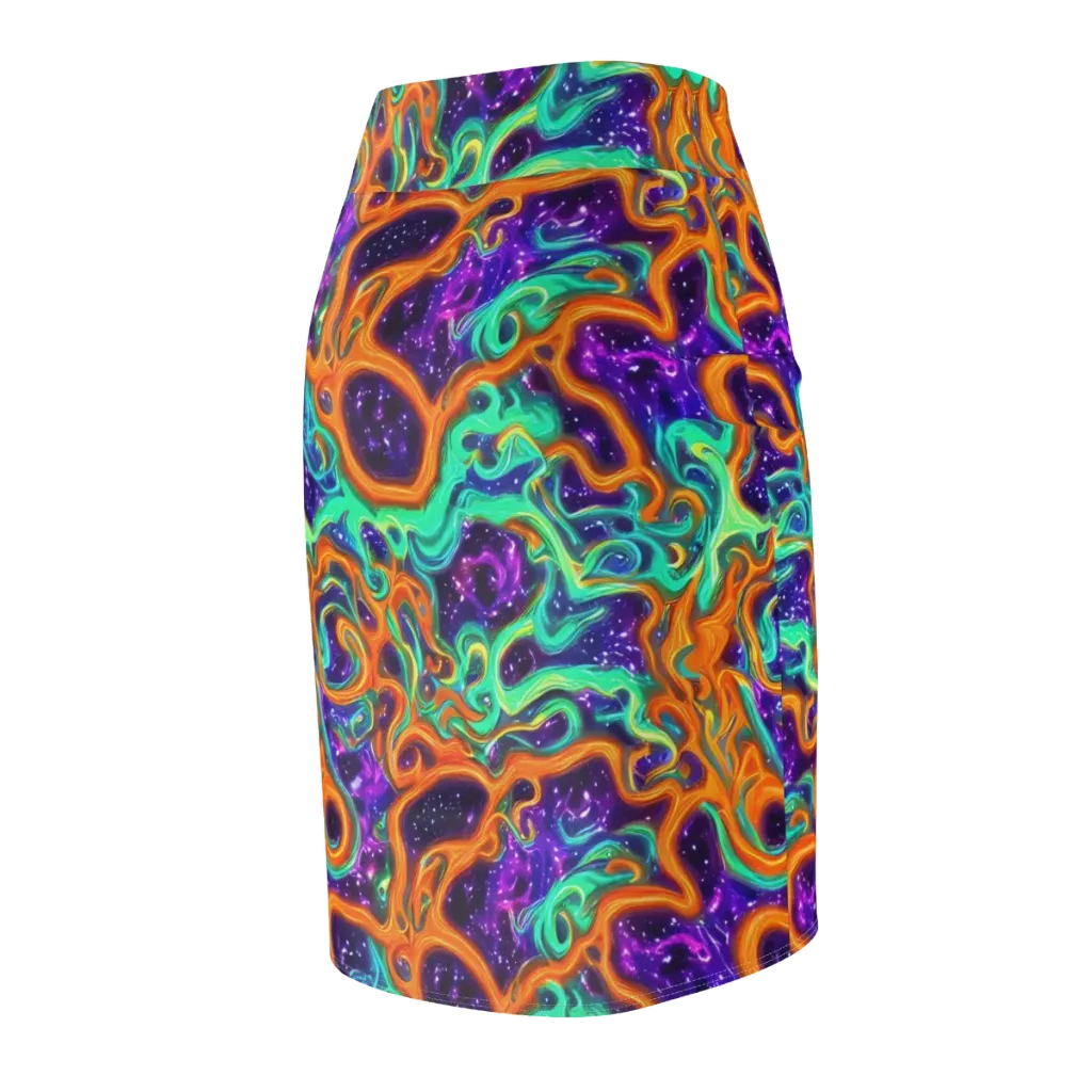 Stellar Lava on Pencil Skirt — Back Side
