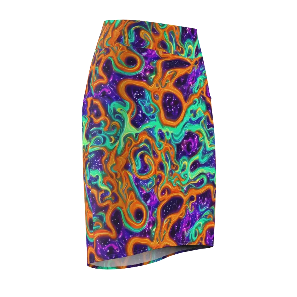 Stellar Lava on Pencil Skirt — Front Side