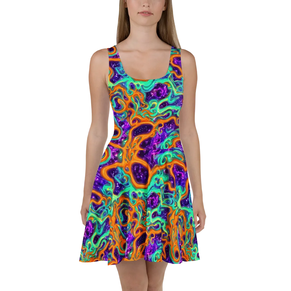 Stellar Lava on Skater Dress — Front