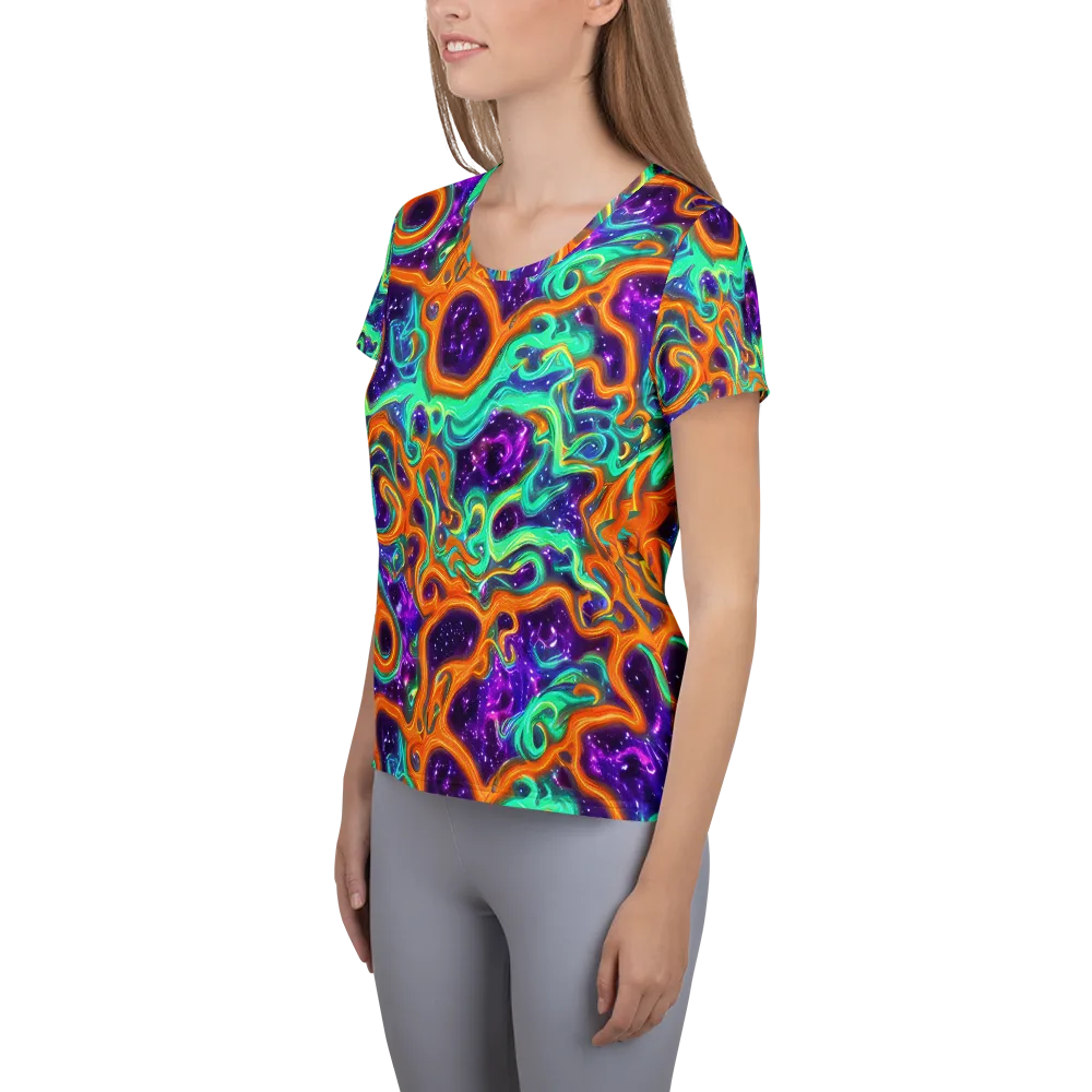 Stellar Lava on Women's Athletic T-Shirt — Left