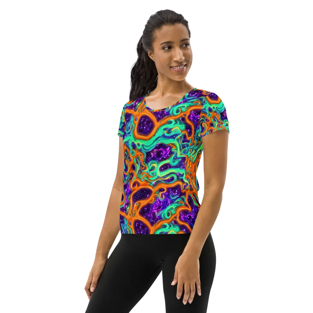 Stellar Lava on Women's Athletic T-Shirt — Left