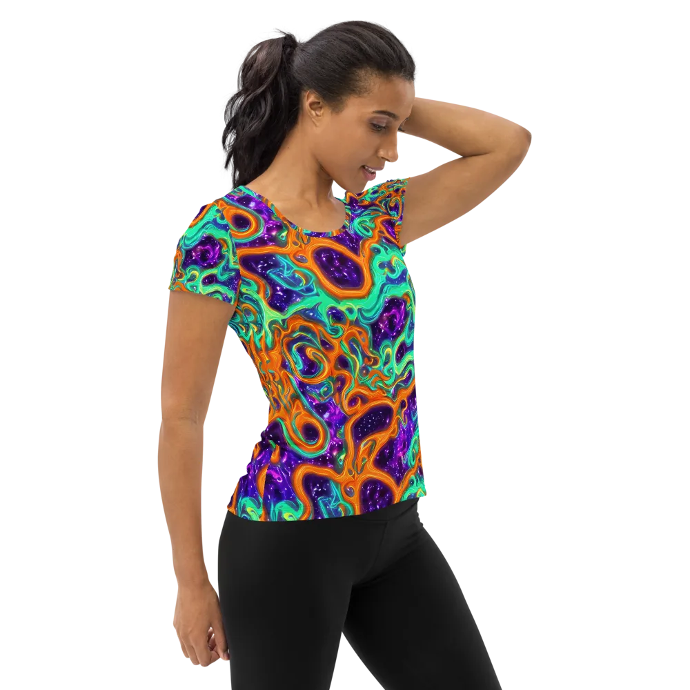 Stellar Lava on Women's Athletic T-Shirt — Right