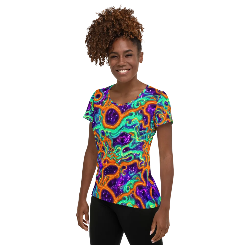 Stellar Lava on Women's Athletic T-Shirt — Left