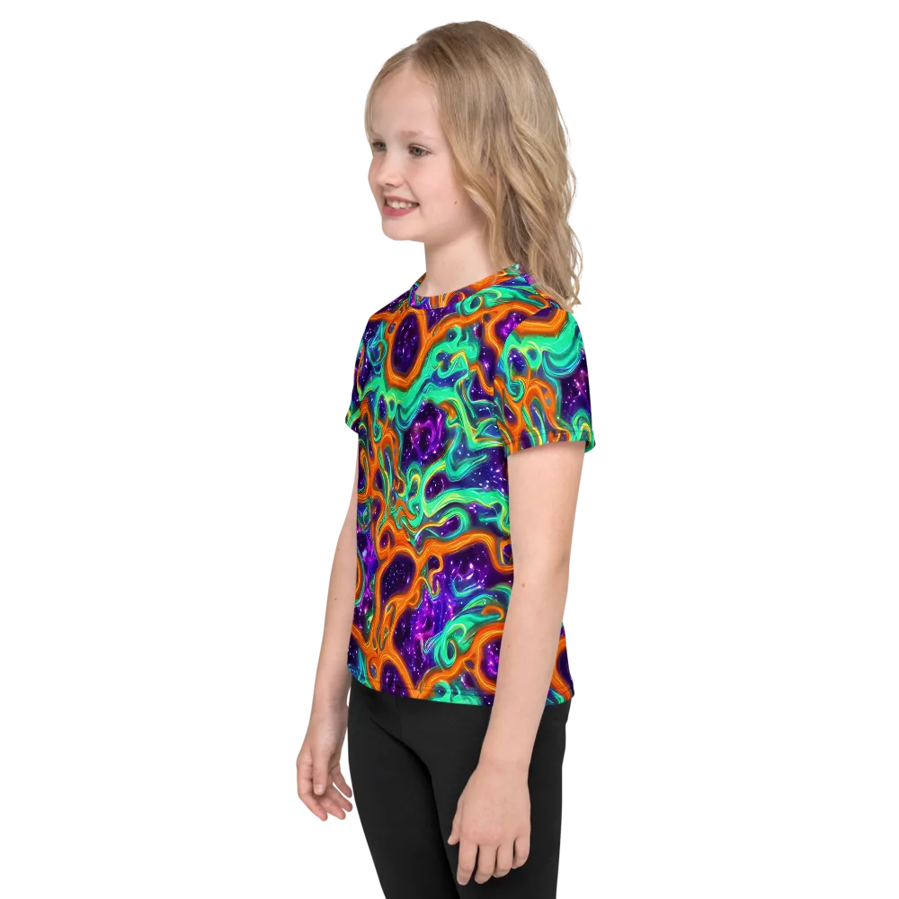 Stellar Lava on Kids Crew Neck T-Shirt — Left