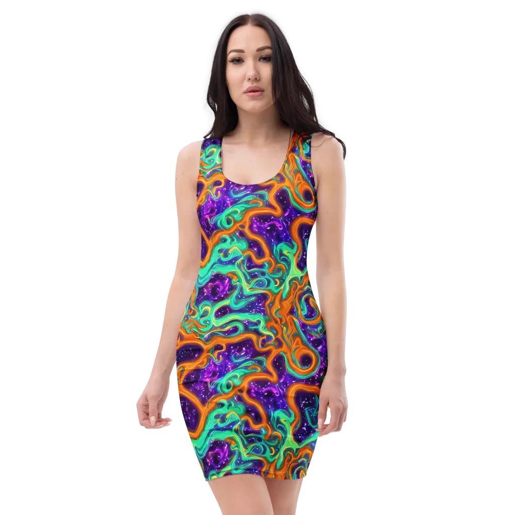 Stellar Lava on Bodycon Dress — Front