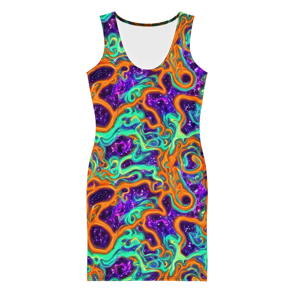 Stellar Lava on Bodycon Dress — Front