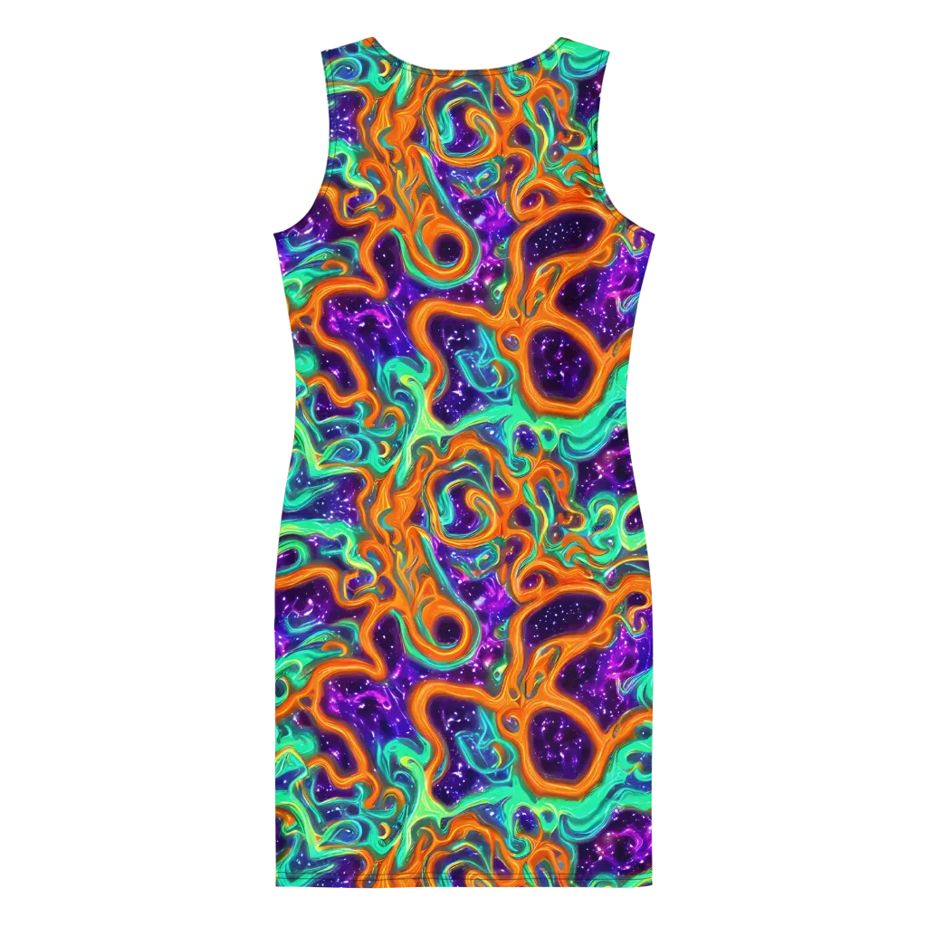 Stellar Lava on Bodycon Dress — Back