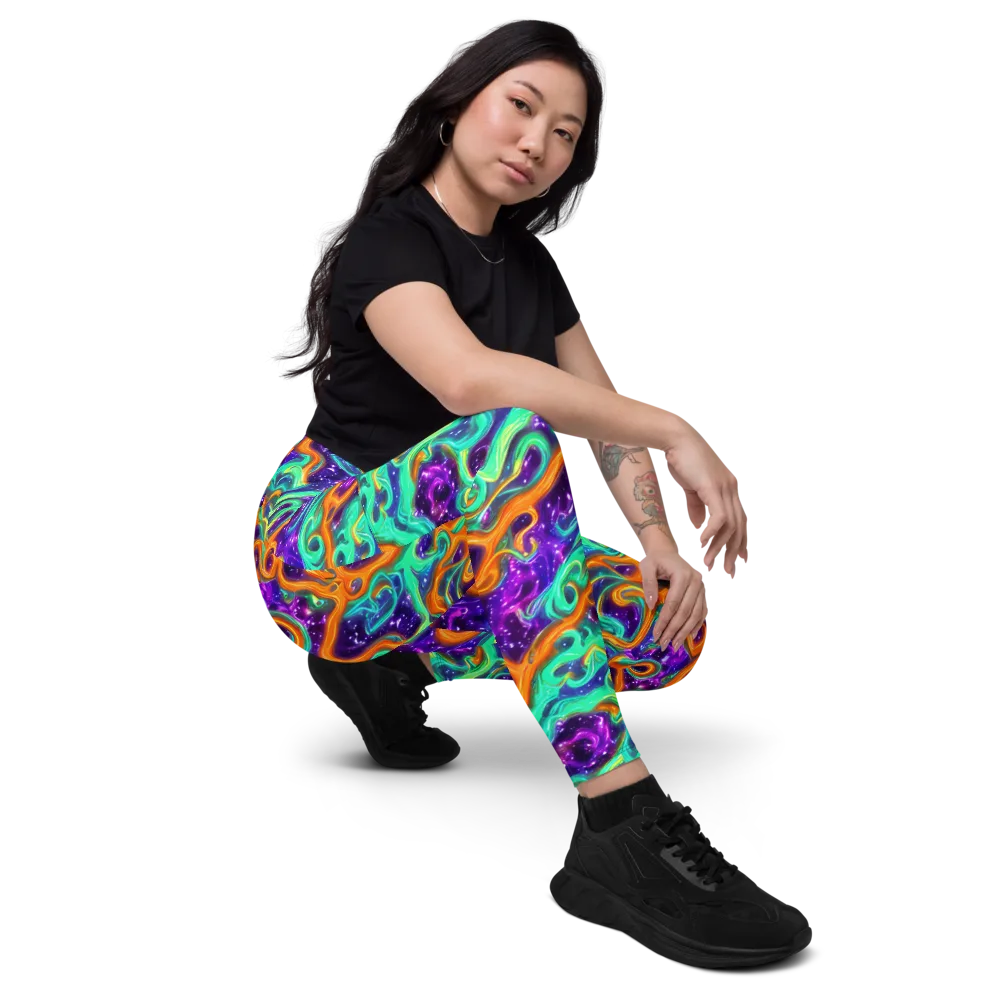 Stellar Lava on Leggings with Pockets — Right Front