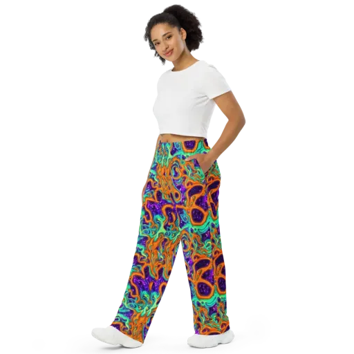 Stellar Lava on a Wide-Leg Pants