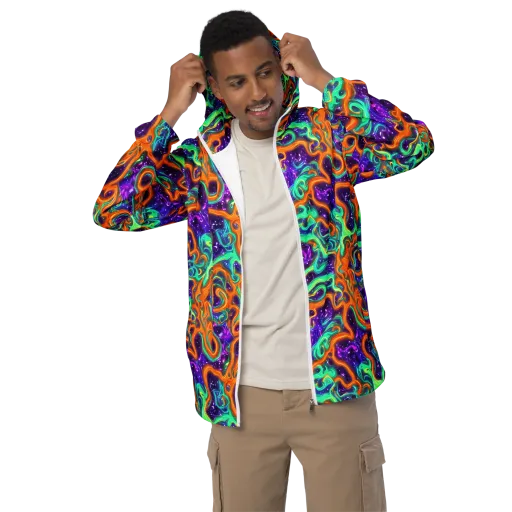 Stellar Lava on a Men's Windbreaker