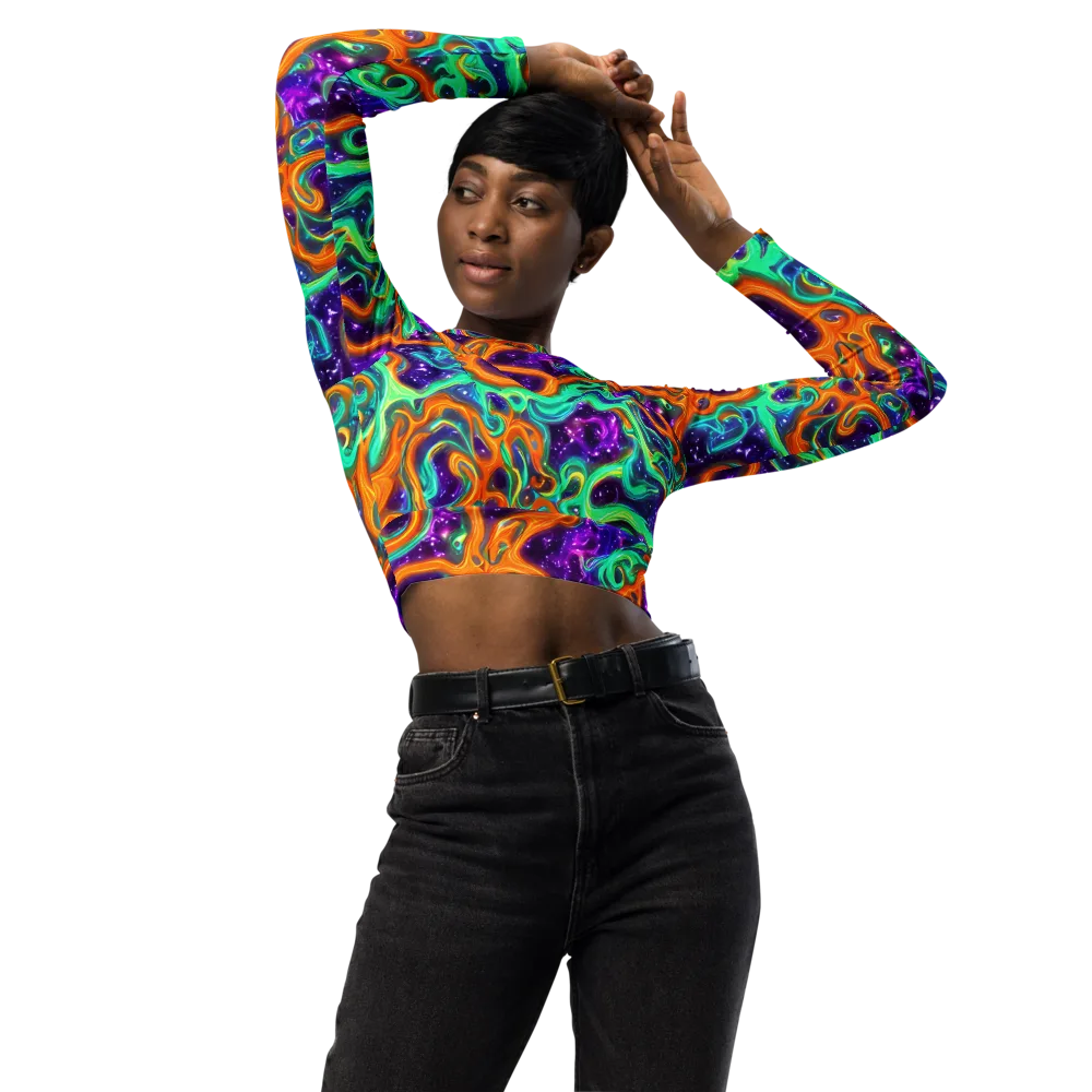 Stellar Lava on Long Sleeve Crop Top — Front