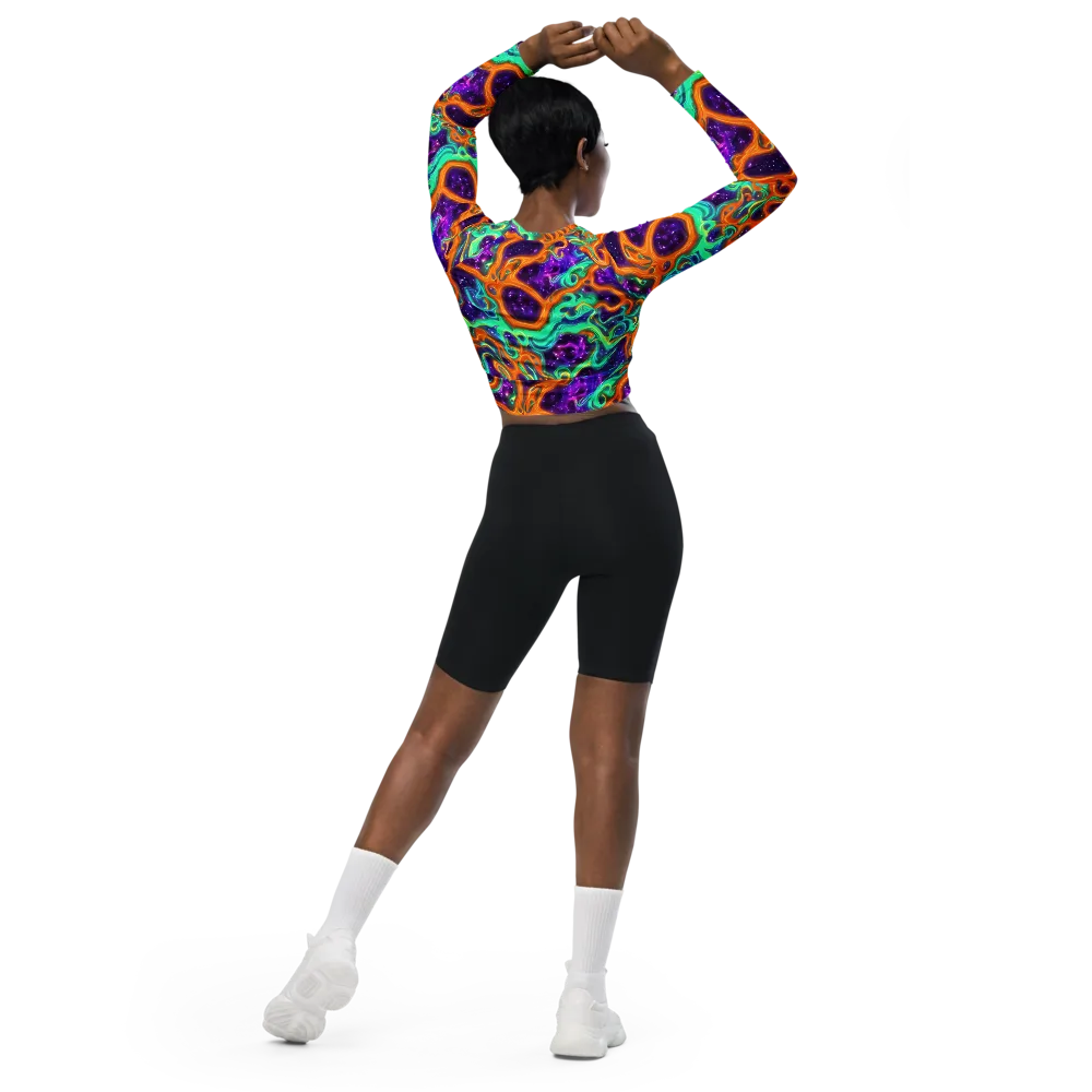 Stellar Lava on Long Sleeve Crop Top — Back