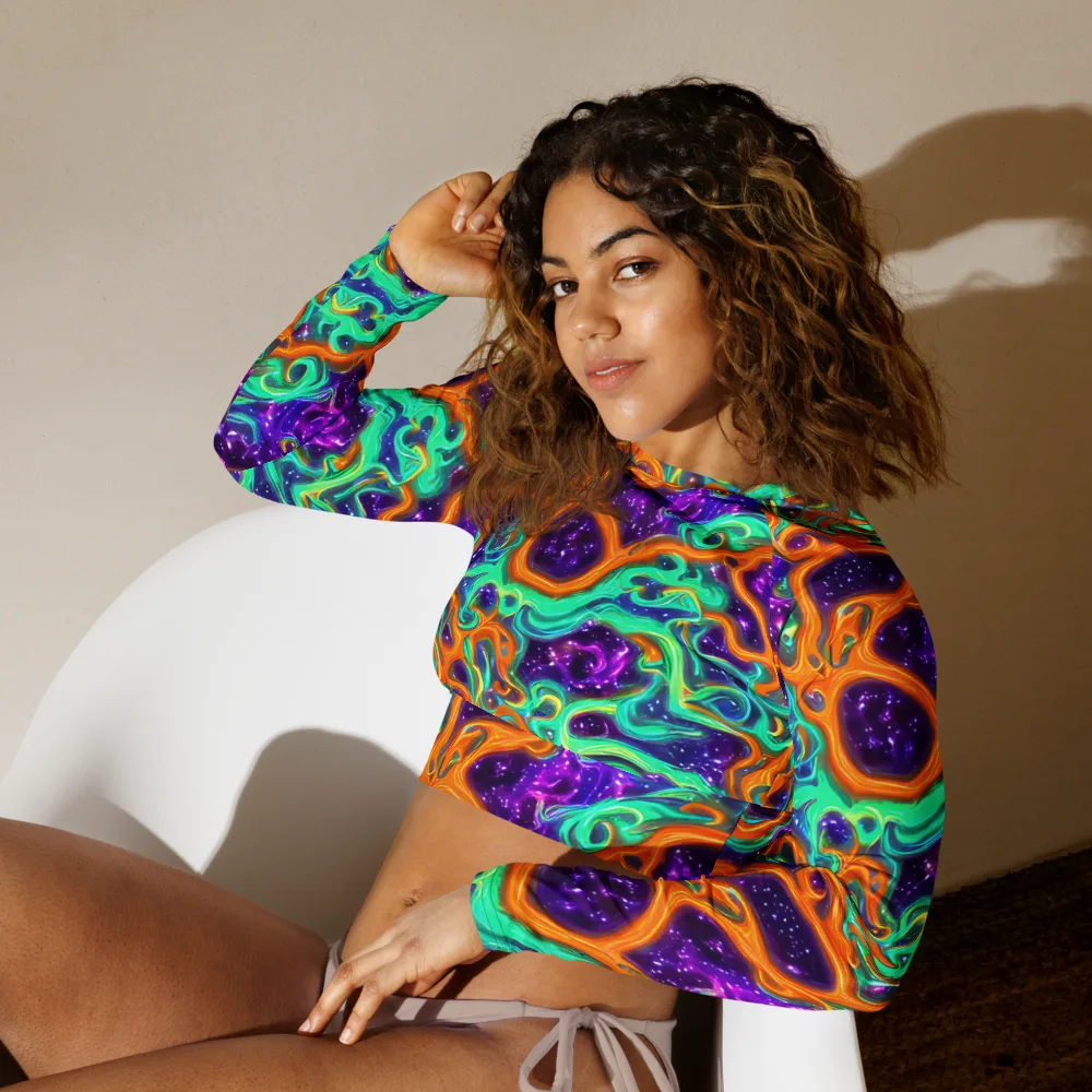 Stellar Lava on Long Sleeve Crop Top — Left Front