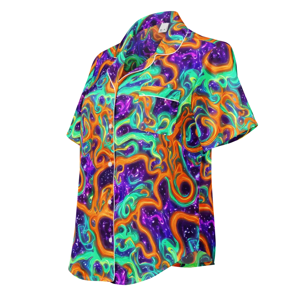 Stellar Lava on Women's Short Sleeve Pajama Top — Left Front