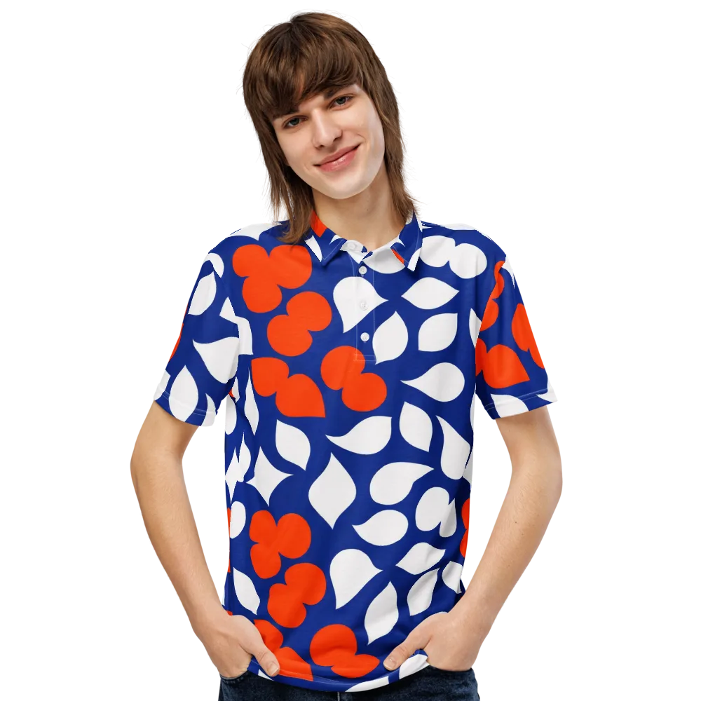 Orange Blossom Static on Men's Slim Fit Polo Shirt — Front