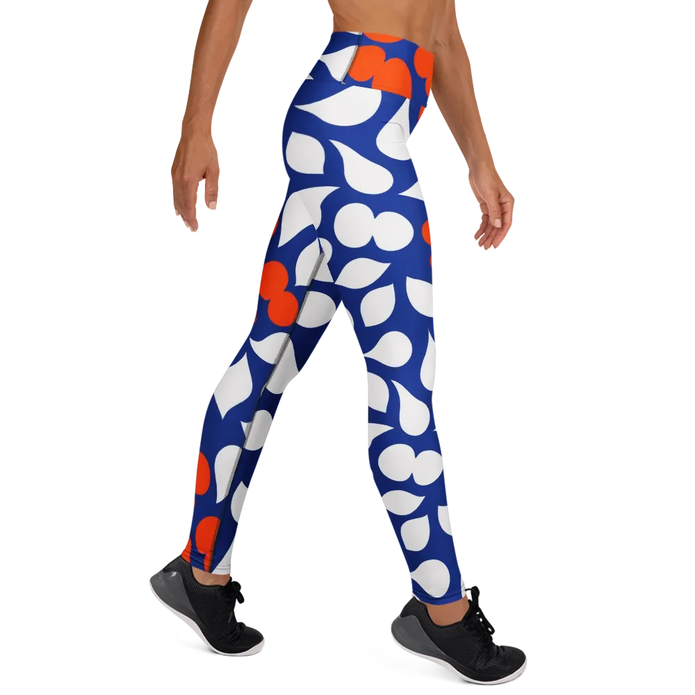 Orange Blossom Static on Yoga Leggings — Right