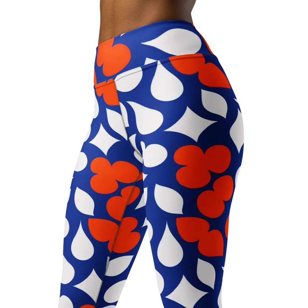 Orange Blossom Static on Yoga Leggings — Left Front