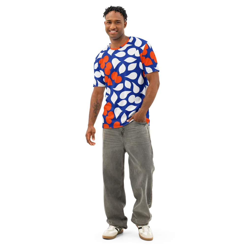 Orange Blossom Static on Men's Cotton Crew Neck T-Shirt — Front