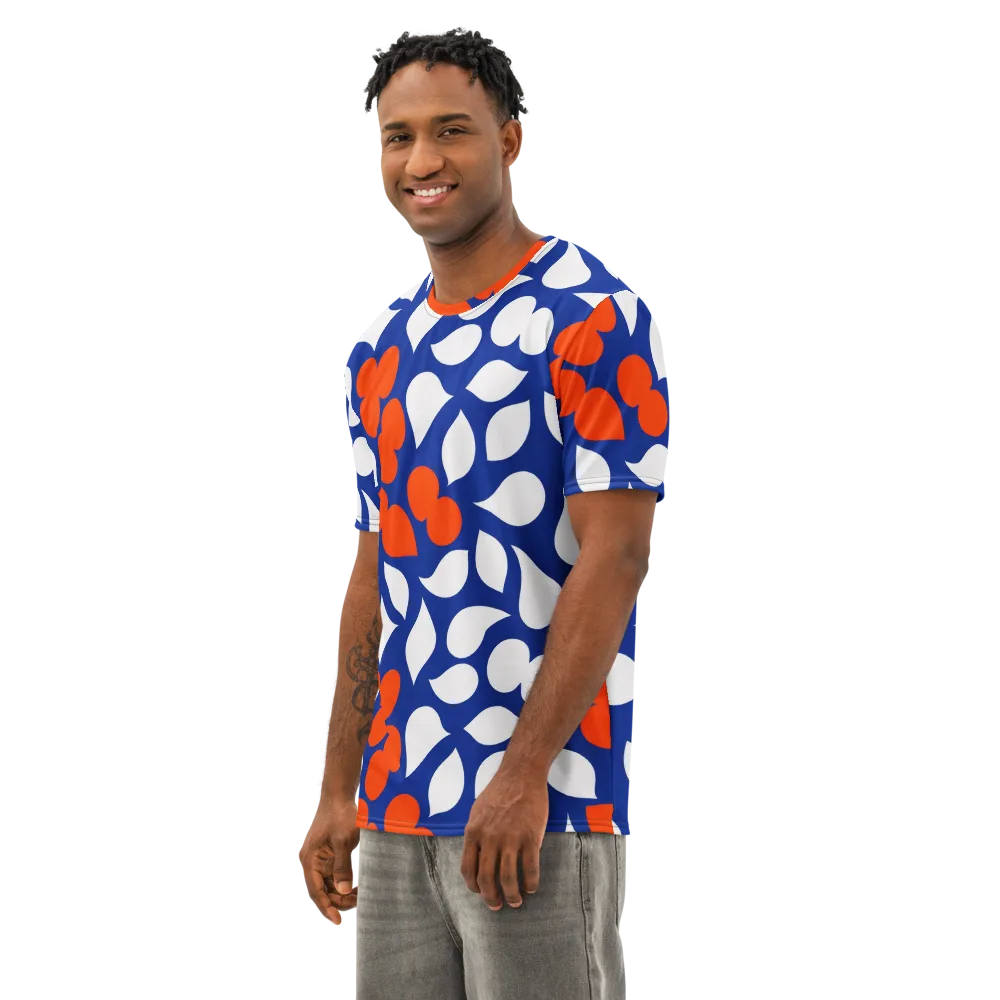 Orange Blossom Static on Men's Cotton Crew Neck T-Shirt — Left Front