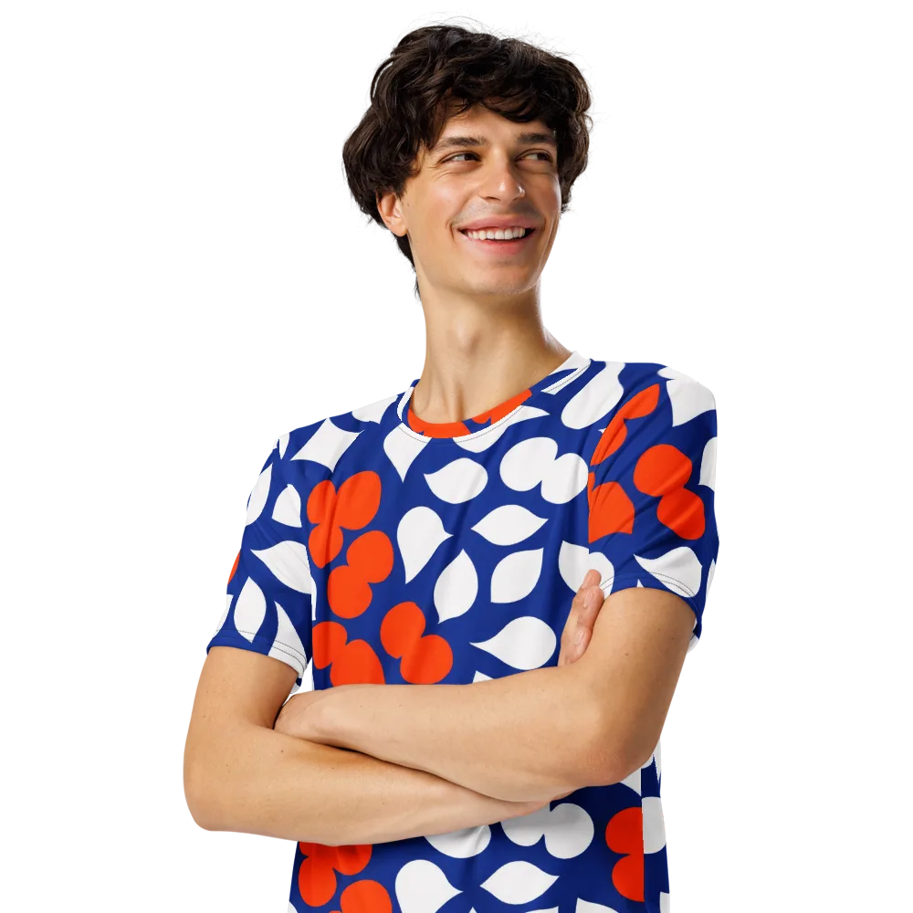 Orange Blossom Static on Men's Crew Neck T-Shirt — Left Front