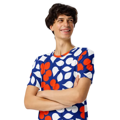 Orange Blossom Static on a Men's Crew Neck T-Shirt