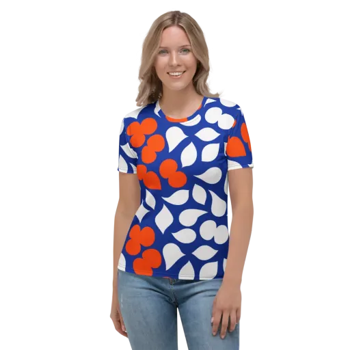 Orange Blossom Static on a Women's Crew Neck T-Shirt