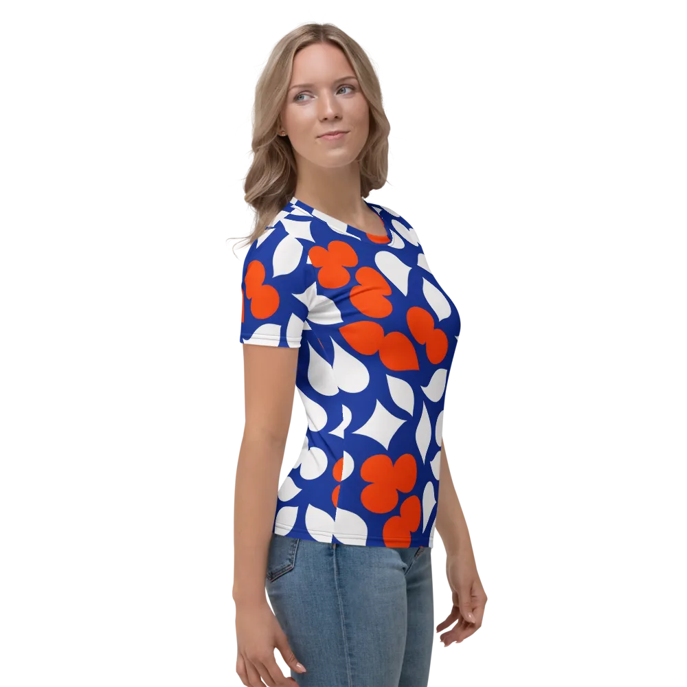 Orange Blossom Static on Women's Crew Neck T-Shirt — Right