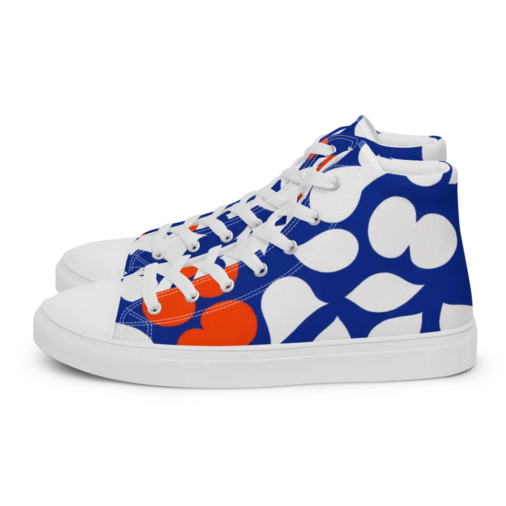 Orange Blossom Static on Women's High Top Canvas Shoes — Left