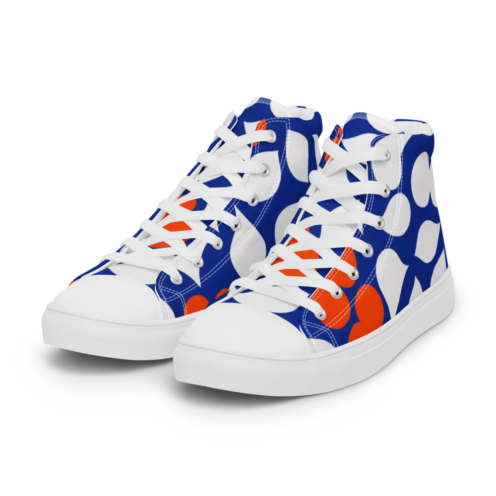 Orange Blossom Static on Women's High Top Canvas Shoes — Left Front