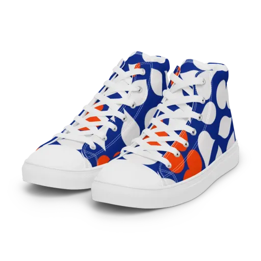 Orange Blossom Static on Women's High Top Canvas Shoes