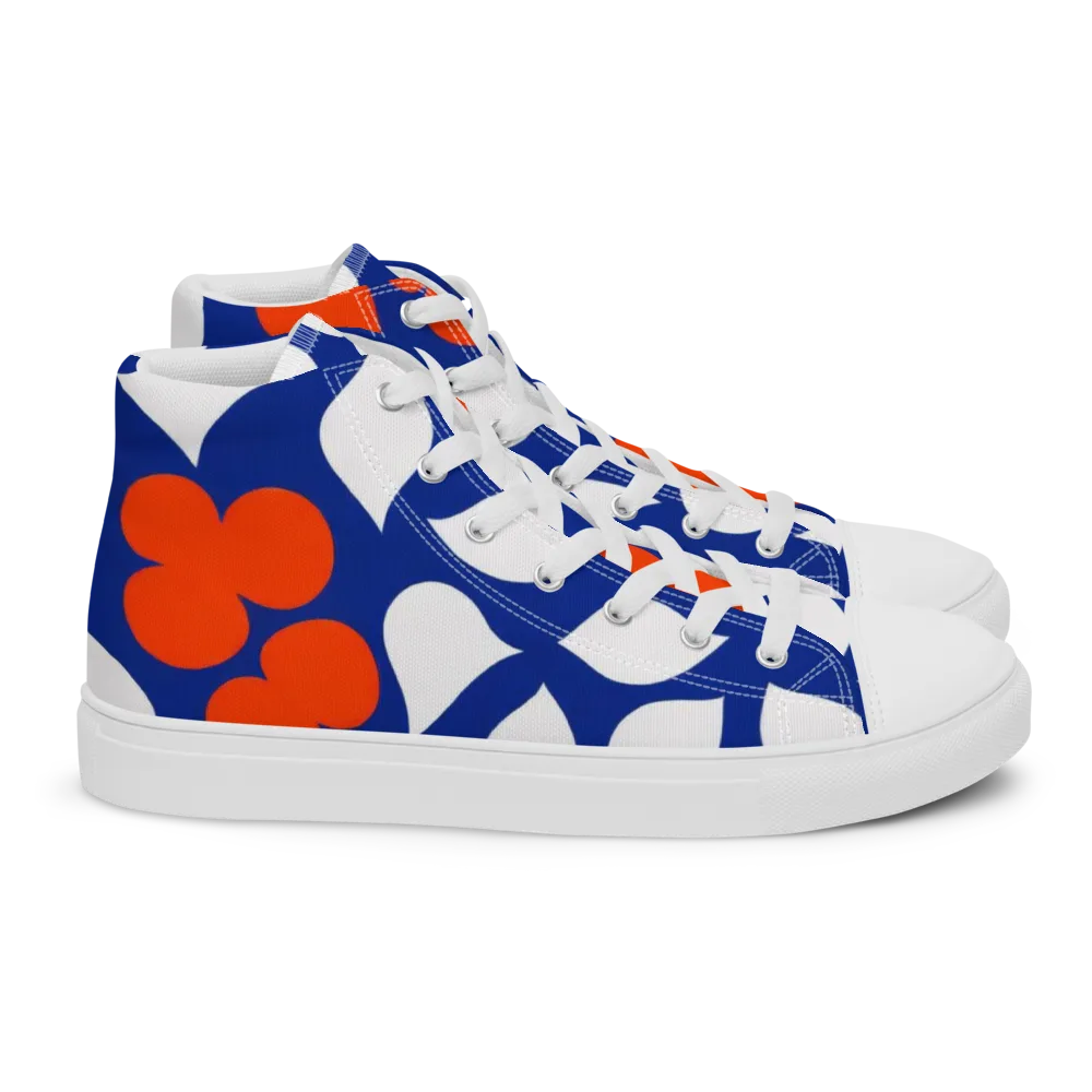 Orange Blossom Static on Women's High Top Canvas Shoes — Right