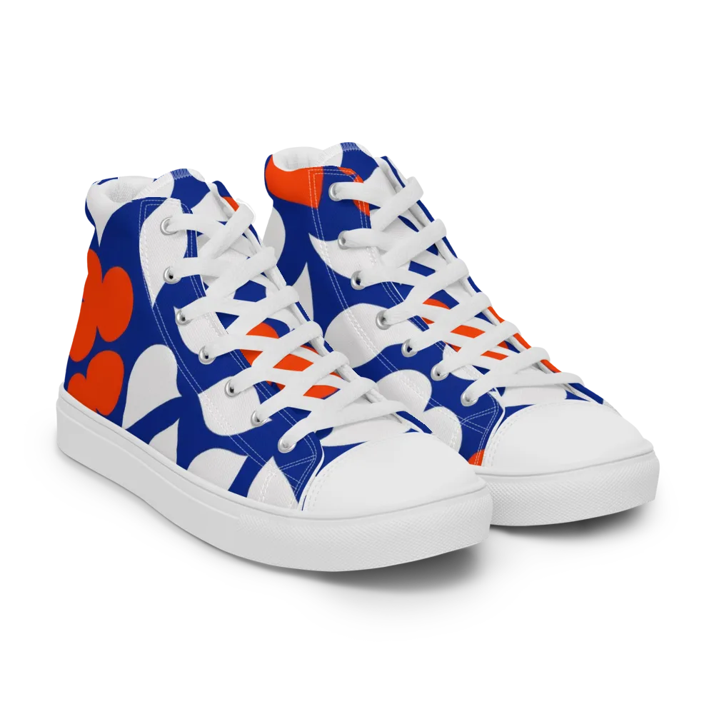 Orange Blossom Static on Women's High Top Canvas Shoes — Right Front