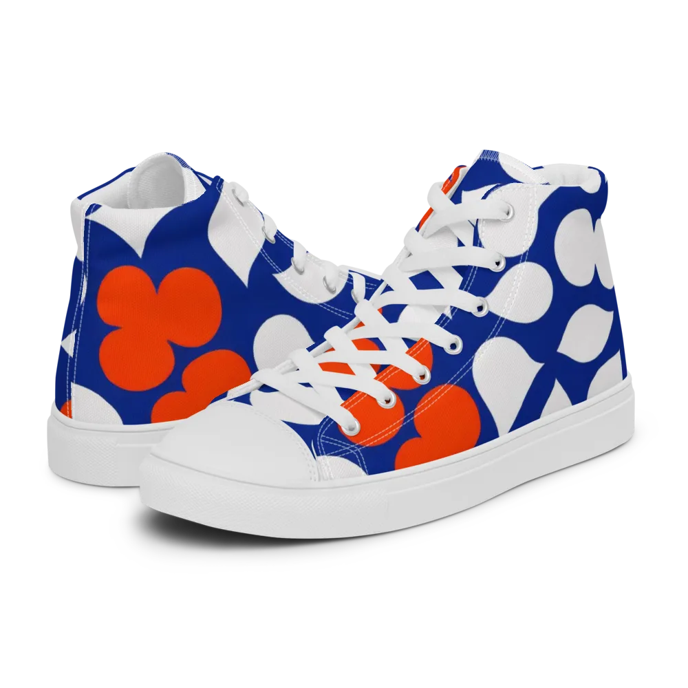 Orange Blossom Static on Women's High Top Canvas Shoes — Left