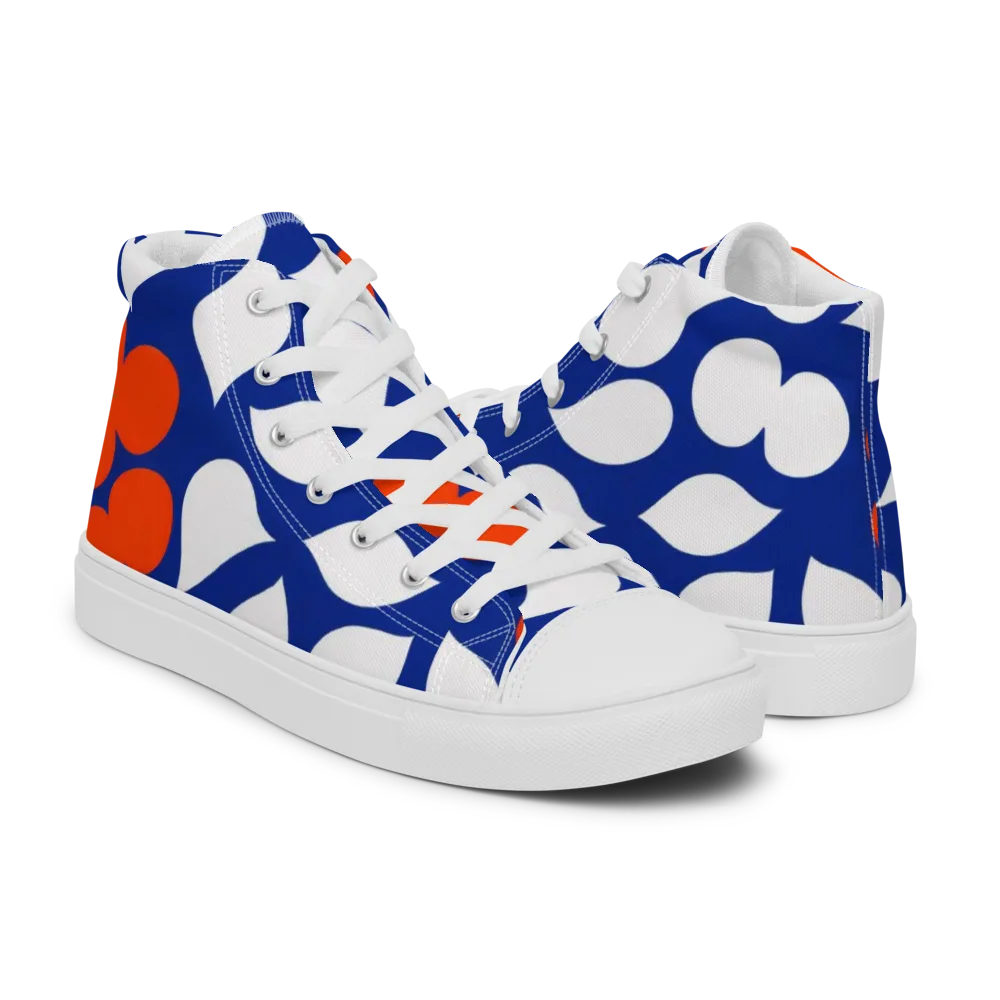 Orange Blossom Static on Women's High Top Canvas Shoes — Right