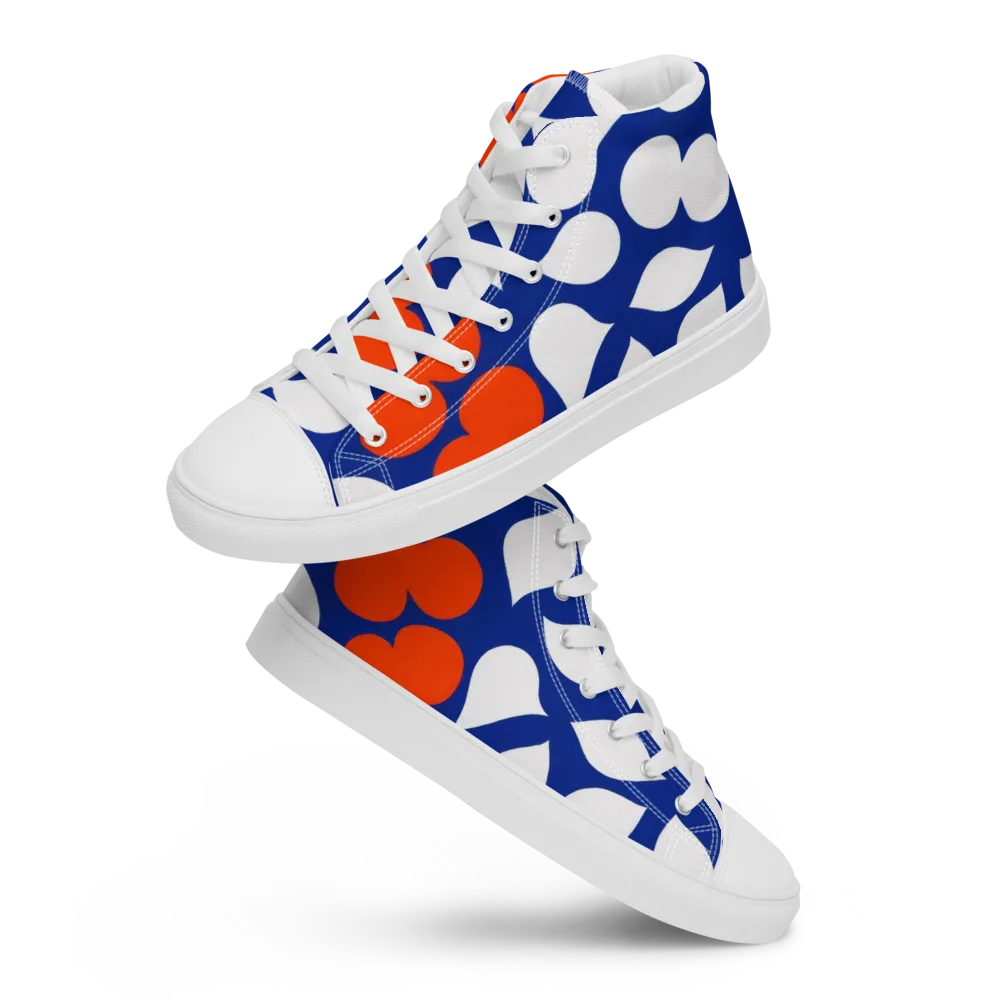 Orange Blossom Static on Women's High Top Canvas Shoes — Front