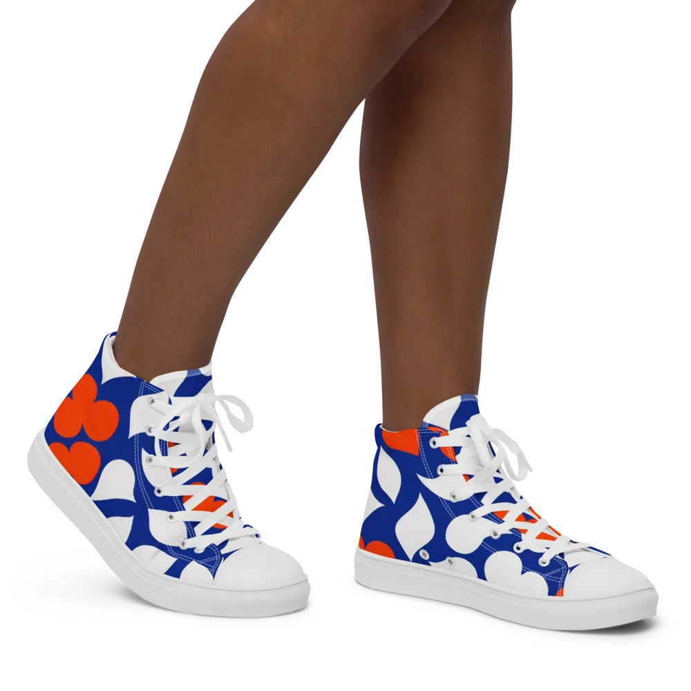 Orange Blossom Static on Women's High Top Canvas Shoes — Right