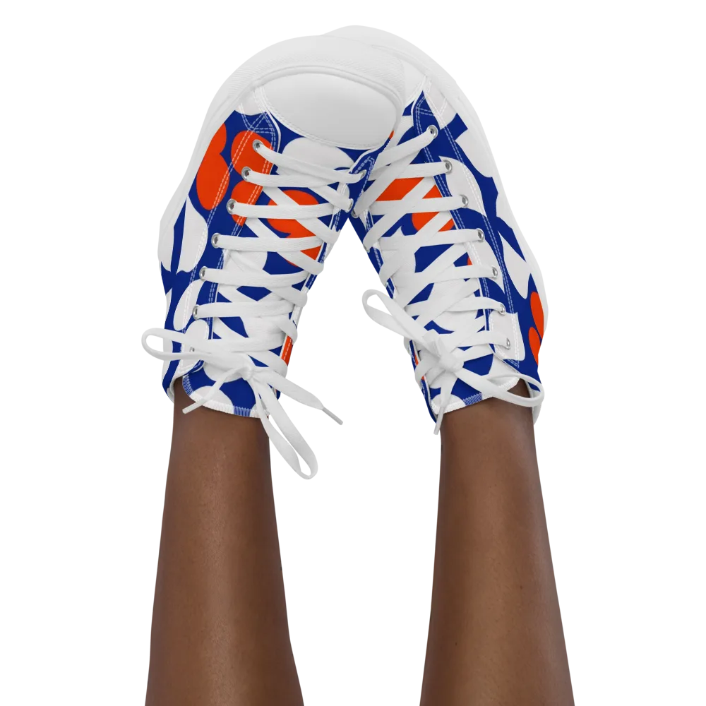 Orange Blossom Static on Women's High Top Canvas Shoes — Front