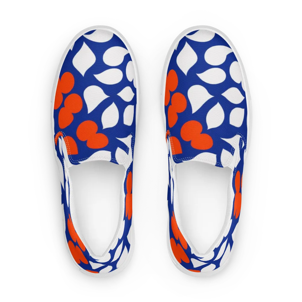 Orange Blossom Static on Men's Slip-On Canvas Shoes — Front