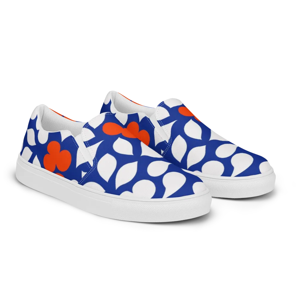 Orange Blossom Static on Men's Slip-On Canvas Shoes — Right Front