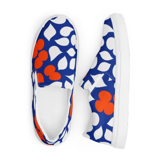 Orange Blossom Static on a Men's Slip-On Canvas Shoes