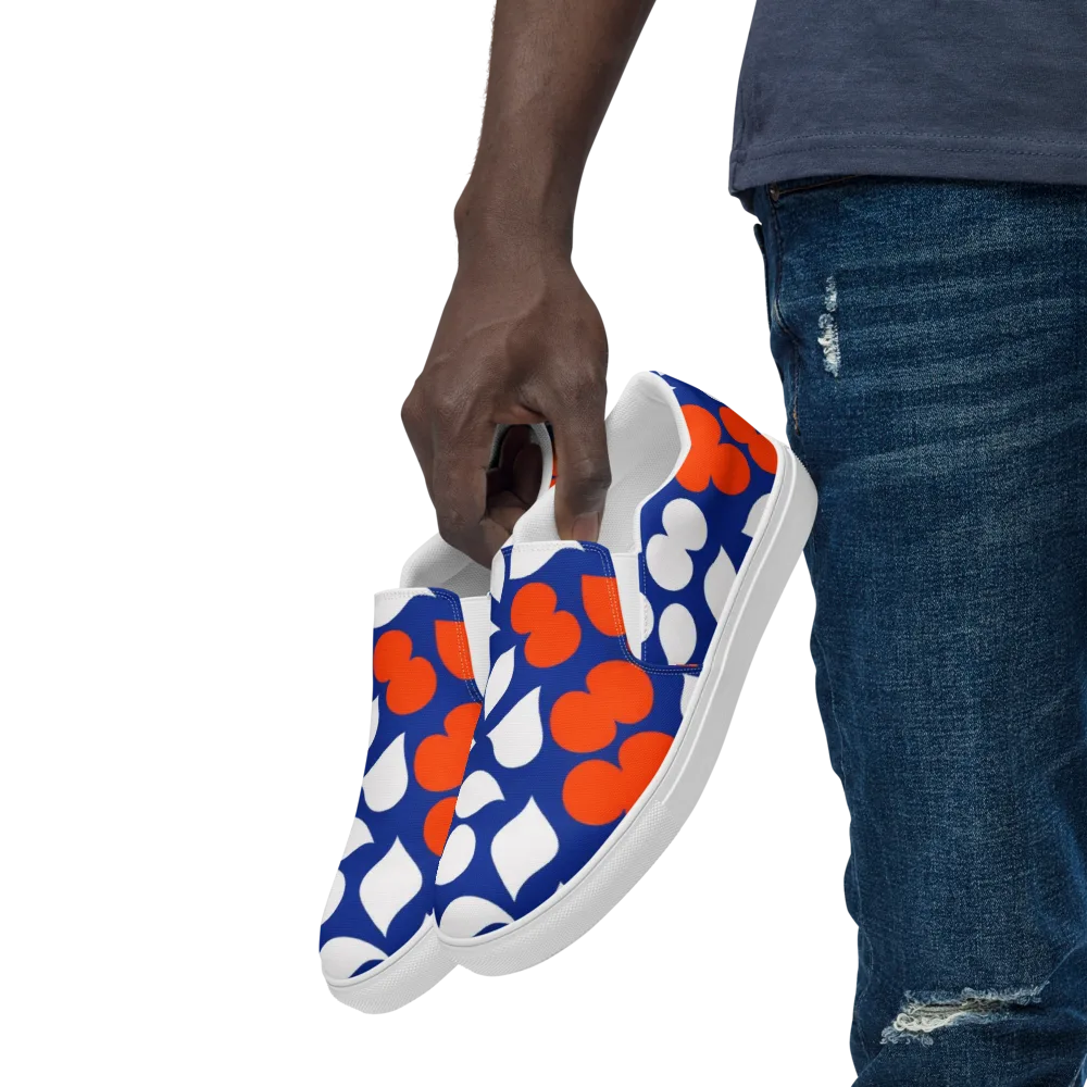Orange Blossom Static on Men's Slip-On Canvas Shoes — Left Front