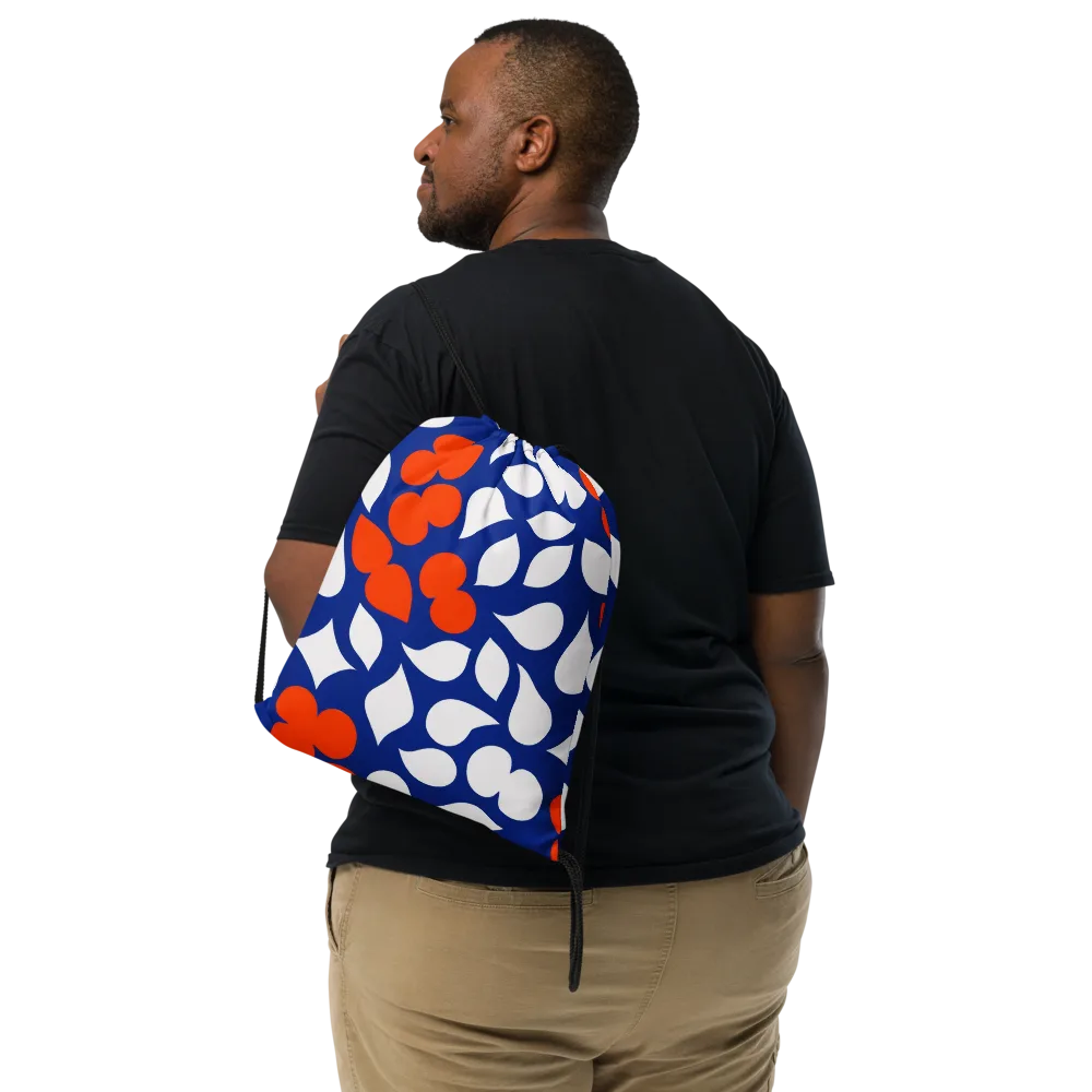 Orange Blossom Static on Drawstring Bag — Front