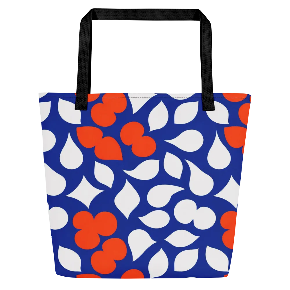 Orange Blossom Static on Large Tote Bag W/ Pocket — Front