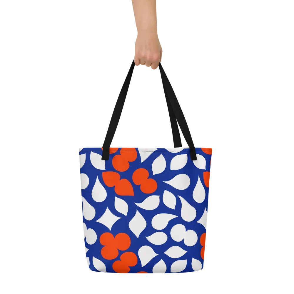 Orange Blossom Static on Large Tote Bag W/ Pocket — Front
