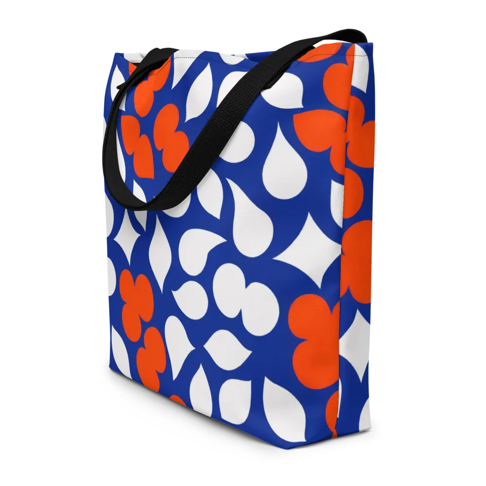 Orange Blossom Static on Large Tote Bag W/ Pocket — Front