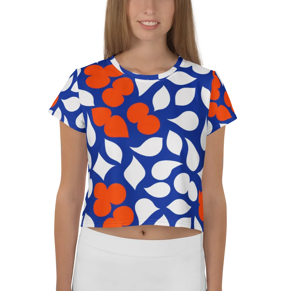 Orange Blossom Static on Crop Tee — Front